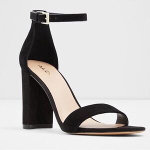 Aldo Myly Ankle Strap black Suede Heels size 7